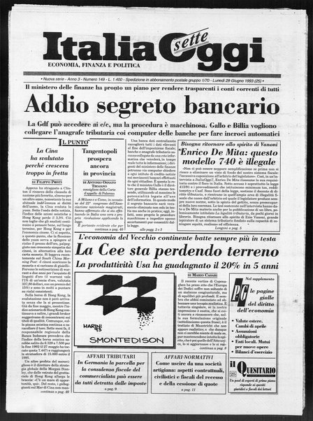 Italia oggi : quotidiano di economia finanza e politica